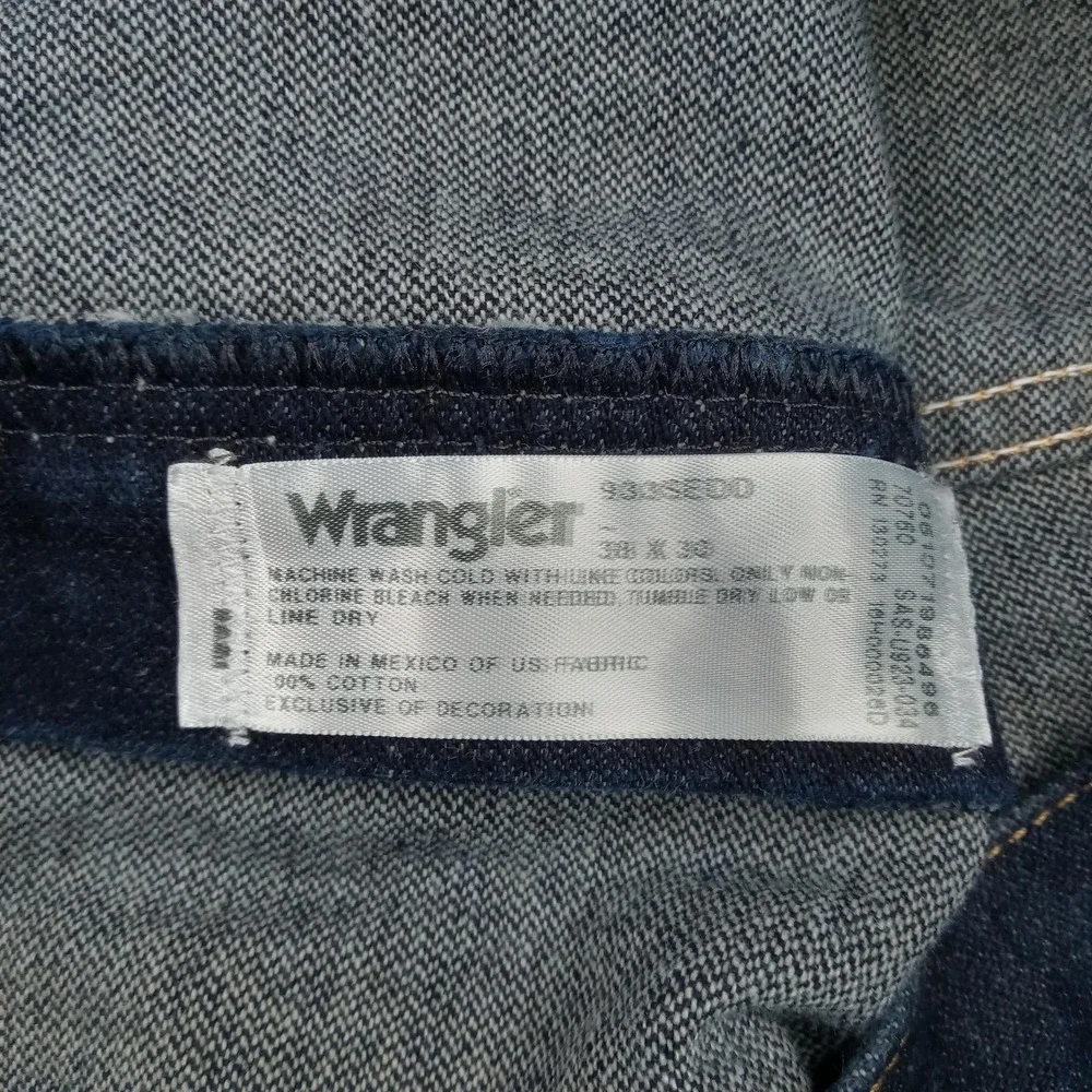 Wrangler Jeans Mens 33x30 Blue Dark Wash Denim‎ Straight Cotton Classic Vintage